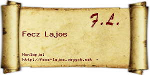 Fecz Lajos névjegykártya